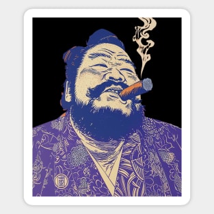 Puff Sumo: Smoking a Fat Robusto Cigar on a dark (Knocked Out) background Magnet